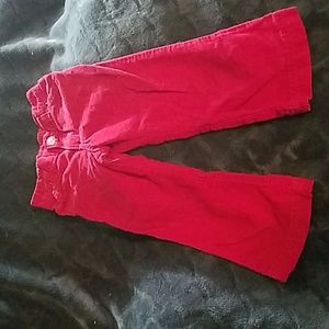 Girl's red velvet pants